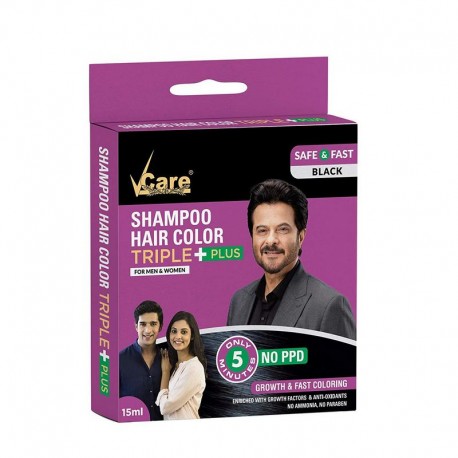 Vcare Shampoo Hair Color Triple Plus Black 15ml